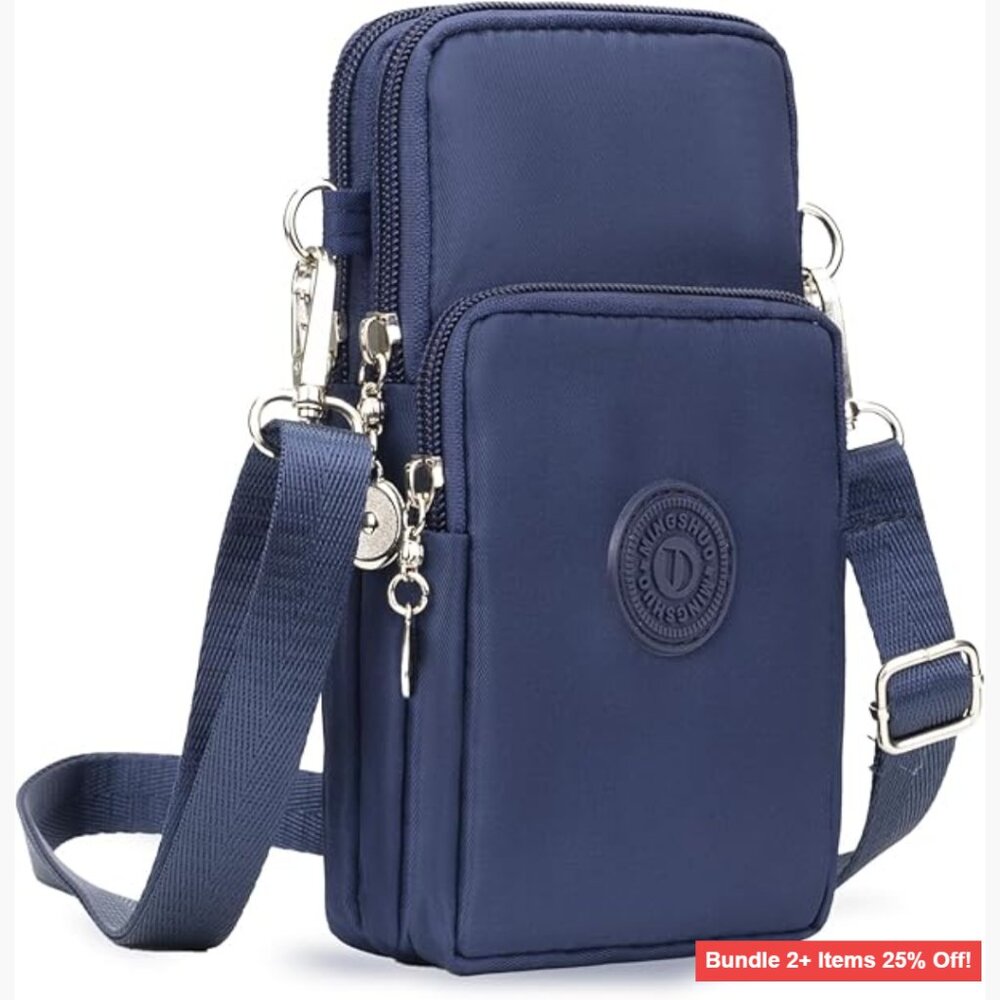 Small Nylon Crossbody Bag with Phone Pocket Adjustable Strap